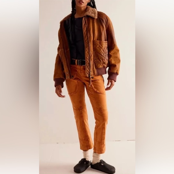 We The Free Pants - Free People Hot In It Moto Pants We The Free Low Slung Pockets Caramel CafeBrown